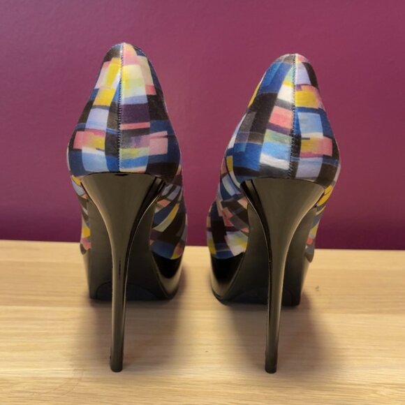 Carlos Santana Destiny “Azul” Plaid Heels – Multicolor Pumps 8.5 - Picture 2 of 8